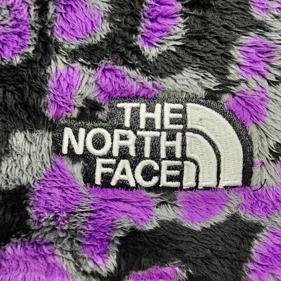 The North Face Hoodie Womens XL Purple Leopard Print Osito 1/4 Zip Pullover Boxy - Picture 2 of 9